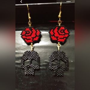 Flat beaded earrings